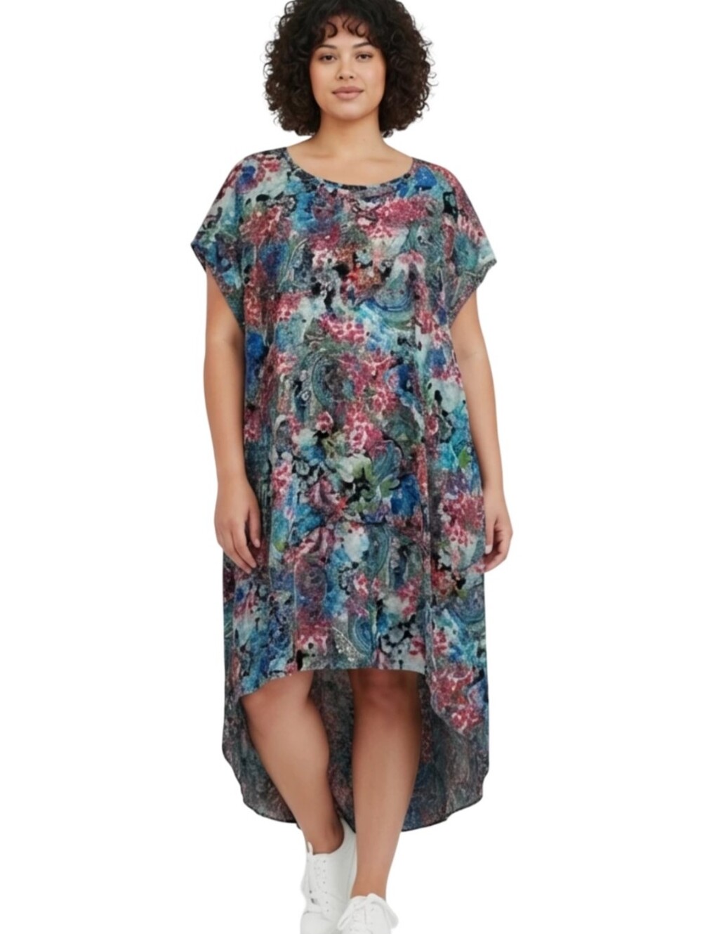 Cha-cha Vente paisley floral high low tunic plus